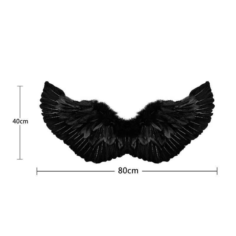 Halloween Angel Wings Deluxe Feather Wings with Elastic Straps Cosplay Wings for Halloween Costume Accessory for Men Women