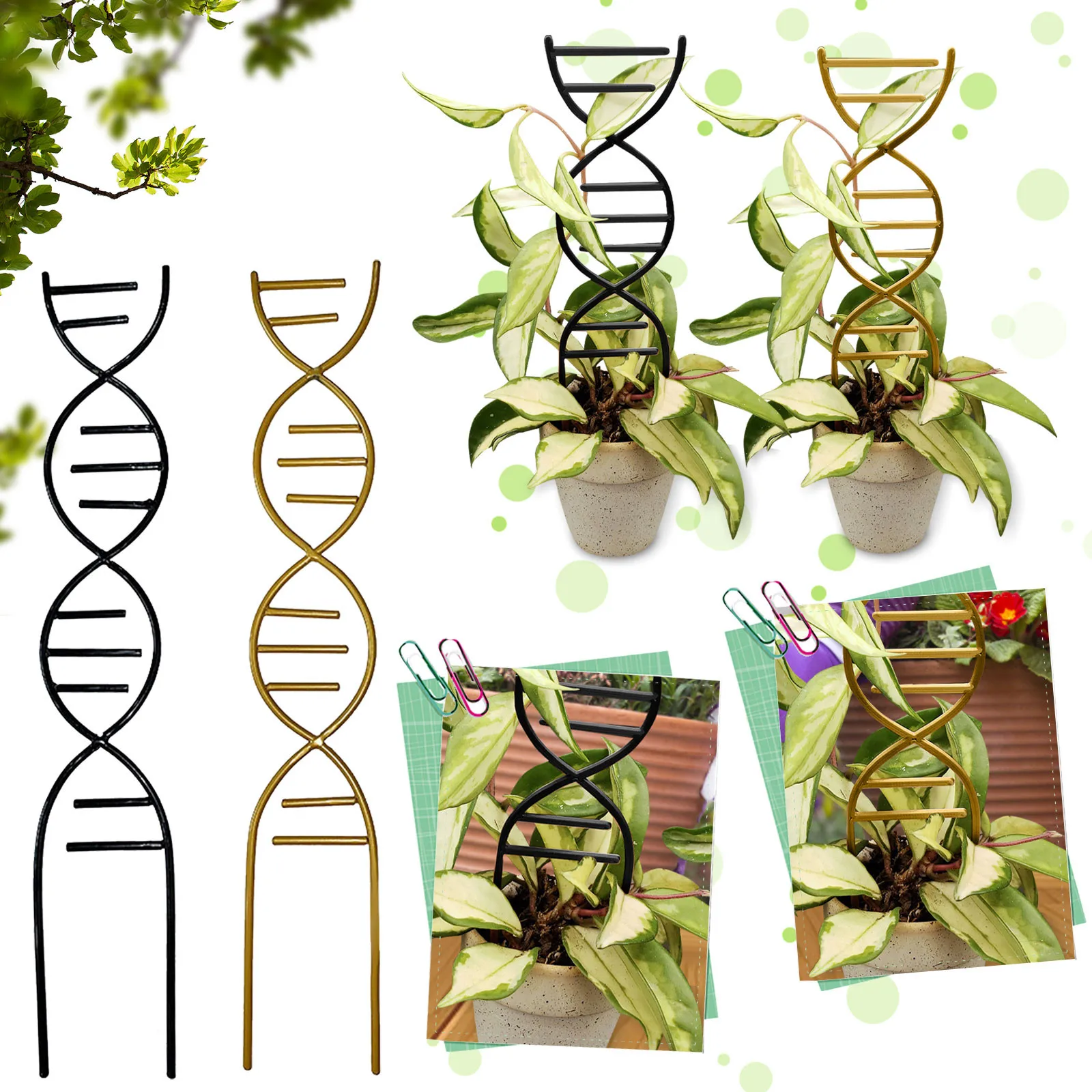 Small Plant Trellises For Climbing Plant Metal DNA Shape Trellises Plant Support Stake For Potted Plants, Houseplant Garden