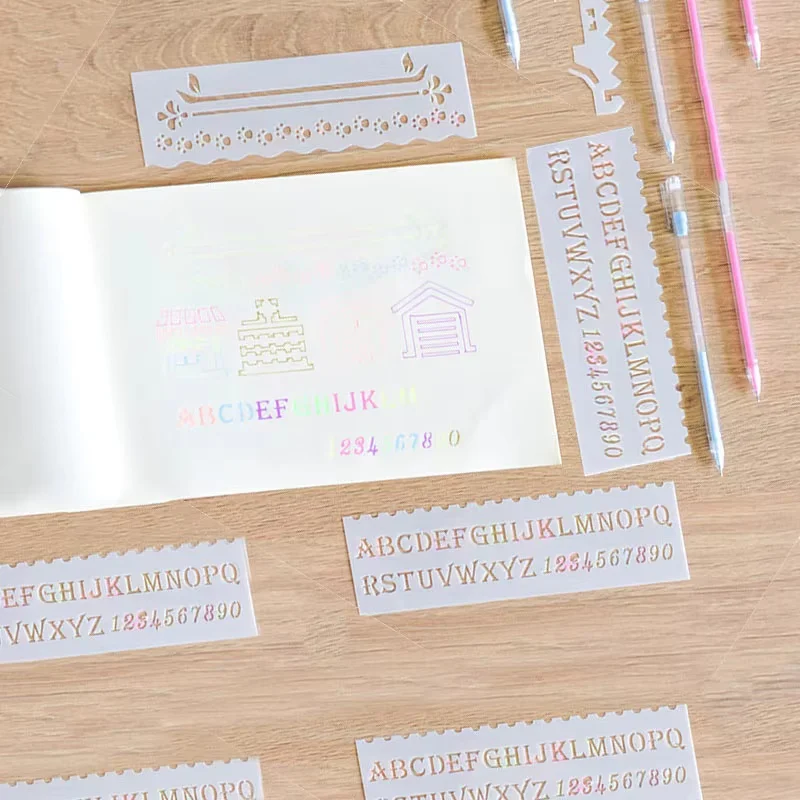 8-piece DIY letter layering template, coloring and embossing process, album decoration card making template image 3