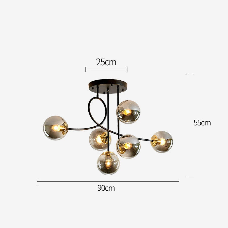 JUNYU Nordic Moderne Magic Bean Glazen Plafondkroonluchter LED Goud/Zwart Luxe Hanglamp voor Woonkamer Slaapkamer Home Decor