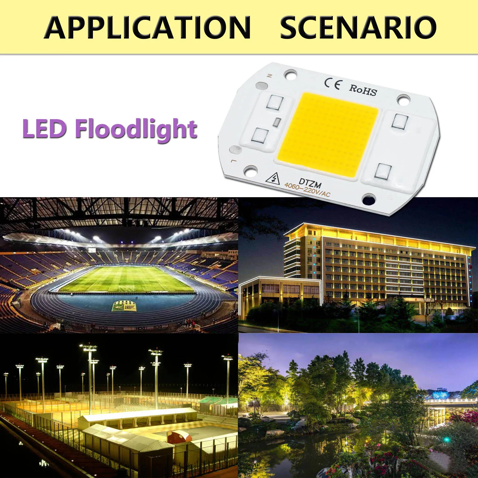 Chip LED COB de 10W, 20W, 30W, 50W, AC220V, Chips IC inteligentes de motor para lámpara de proyector LED DIY