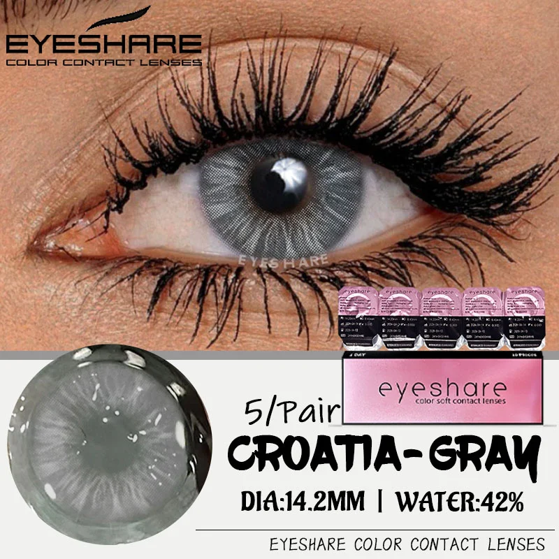 EYESHARE 5 Pairs Daily New Color Contact Lenses for Eyes 42% High Water Content 1 Day Lens Comfortable to Wear Daily Disposable