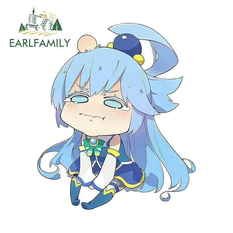 EARLFAMILY 13 سنتيمتر x 11 سنتيمتر البكاء تشيبي أكوا ملصقات السيارات Kawaii الجبين تنمو حقيبة مضحك أنيمي ملصق مائي Q-نسخة لوح التزلج ديكور #1