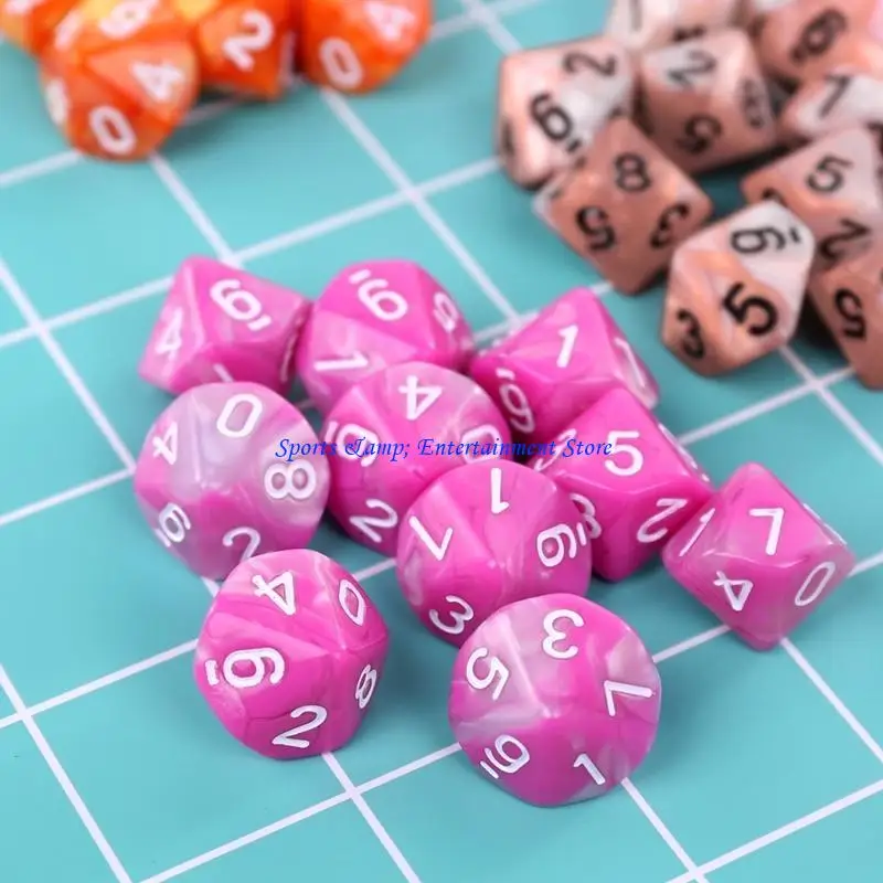 G7NF 10pcs/set 10 side d10 d10 polyhedral dices number dals desktop table spoard accessosities exationals exiality