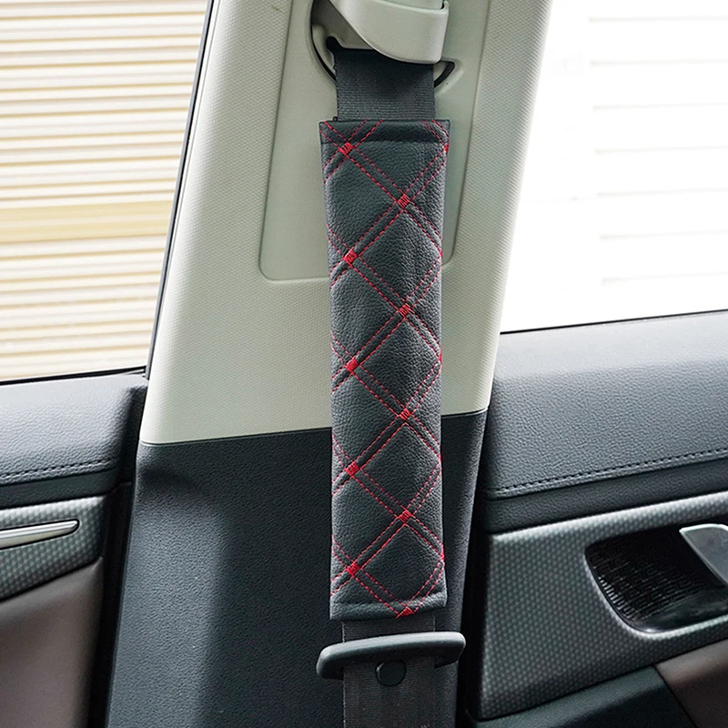 Car Seat Belt Cover PU Leather Safety Belt Shoulder Cover Breathable Protection Pad Auto Interior Decor Accessories