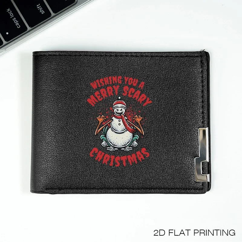 MERRY SCARY CHRISTMAS PU-LEDER-Geldbörse für Herren, schlank, langlebig, Business-Stil, für den Alltag, leicht, modische Zubehör