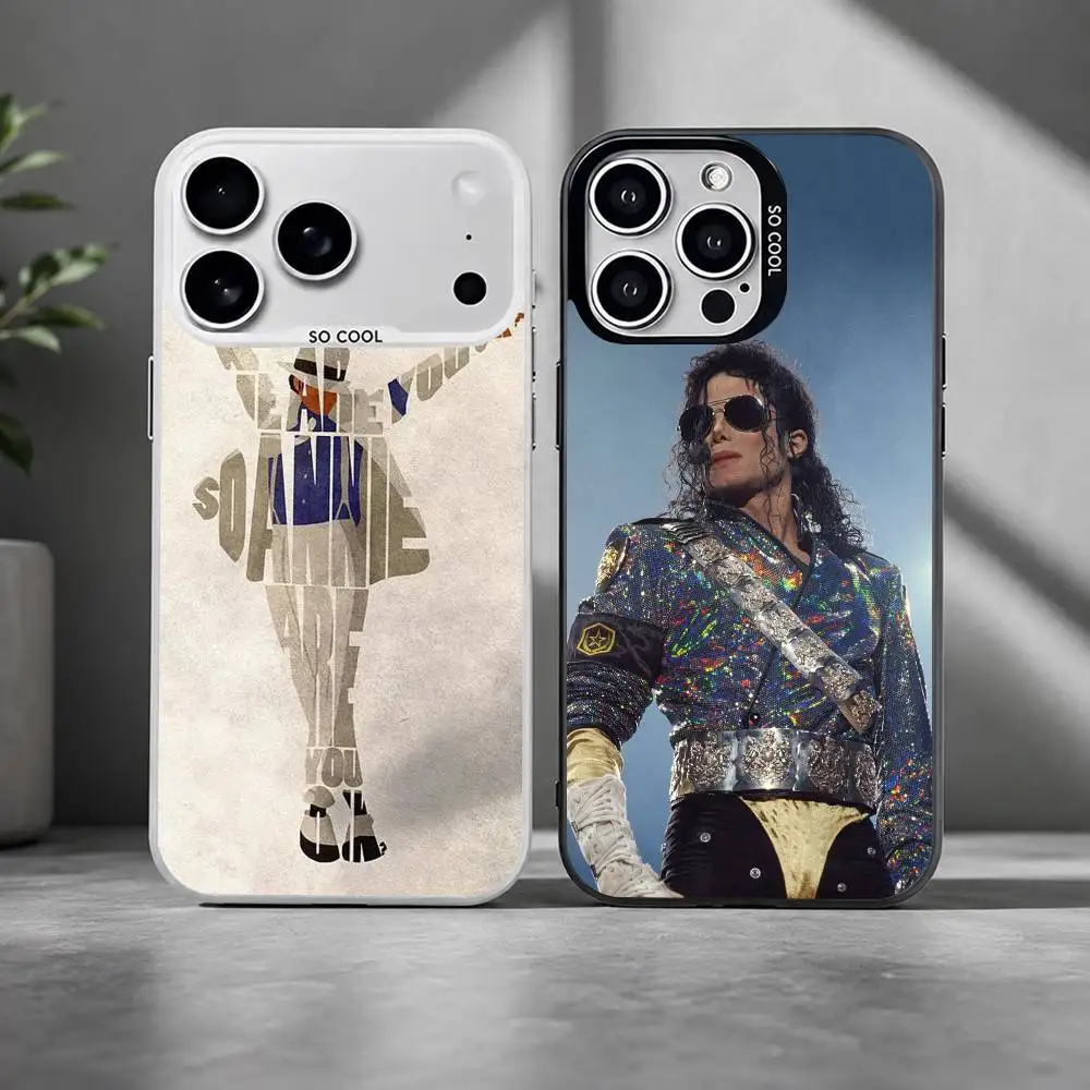 King of pop  M-Michael Jackson Silver  Cover For Phone Case For iPhone 17,16,15,14,13,12,11 Plus,Pro Max,XS