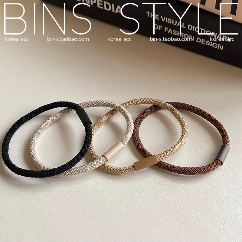 Korean version of the textured brown earth color houndstooth pattern hair ring Basic base rubber band elastic good hair rope5pcs