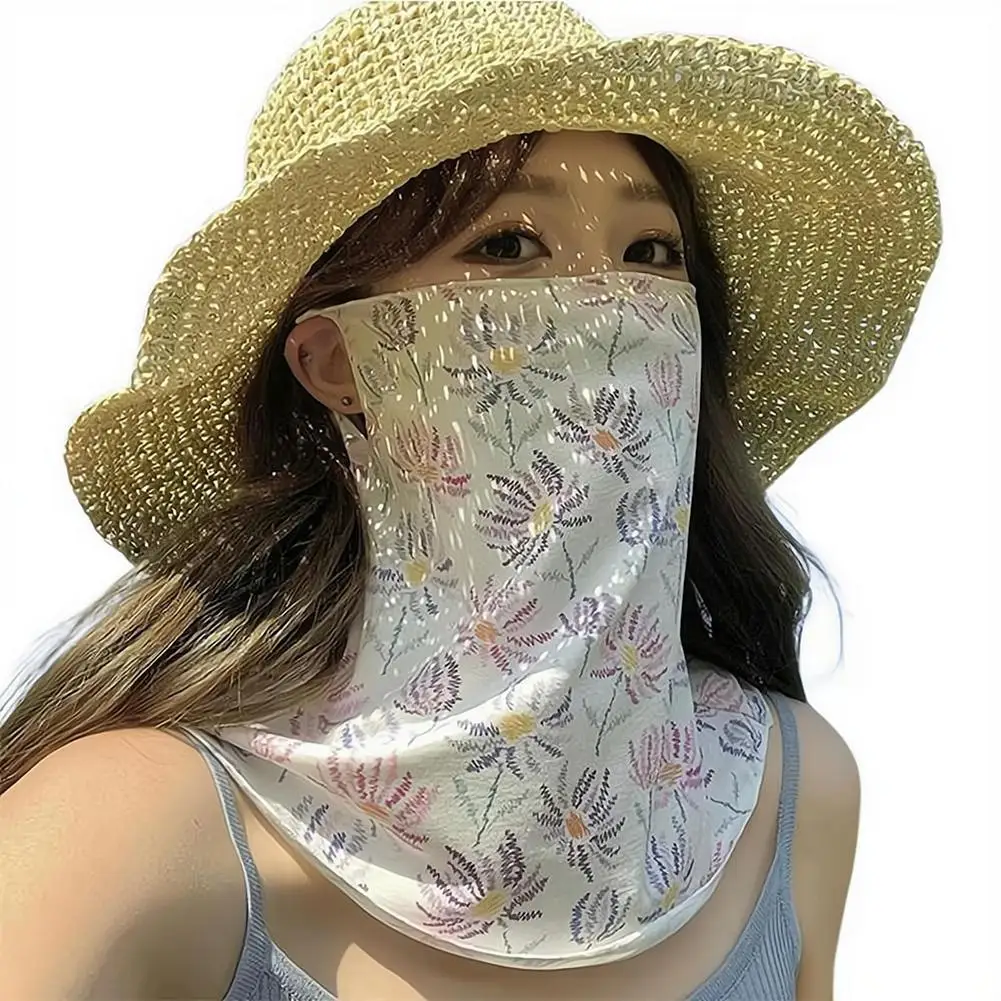 

Summer Sun UV Protection Face Cover Scarf For Womens Cooling Neck Gaiter with Ear Loops Breathable Full Face Mask for Outdoor