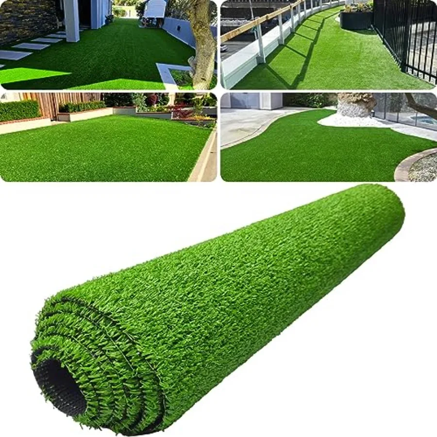 

Realistic Artificial Grass 4 Feet x 13 Feet Green Synthetic Turf Rug Fake Grass Mat Indoor Outdoor Lawn Landscape for Garden, B
