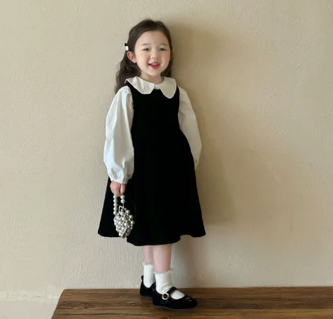 Mori girls autumn top 2025 new children's long-sleeved shirt vest skirt two-piece set foreign style women's treasure set