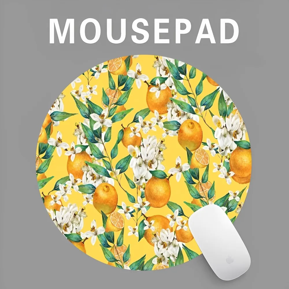 Fresh Lemon Plants Fruit Mousepad INS Tide Round Keyboard Mat Table Mat Students Cabinet Gamer Desktop Mousepad Cup Mats Deskpad