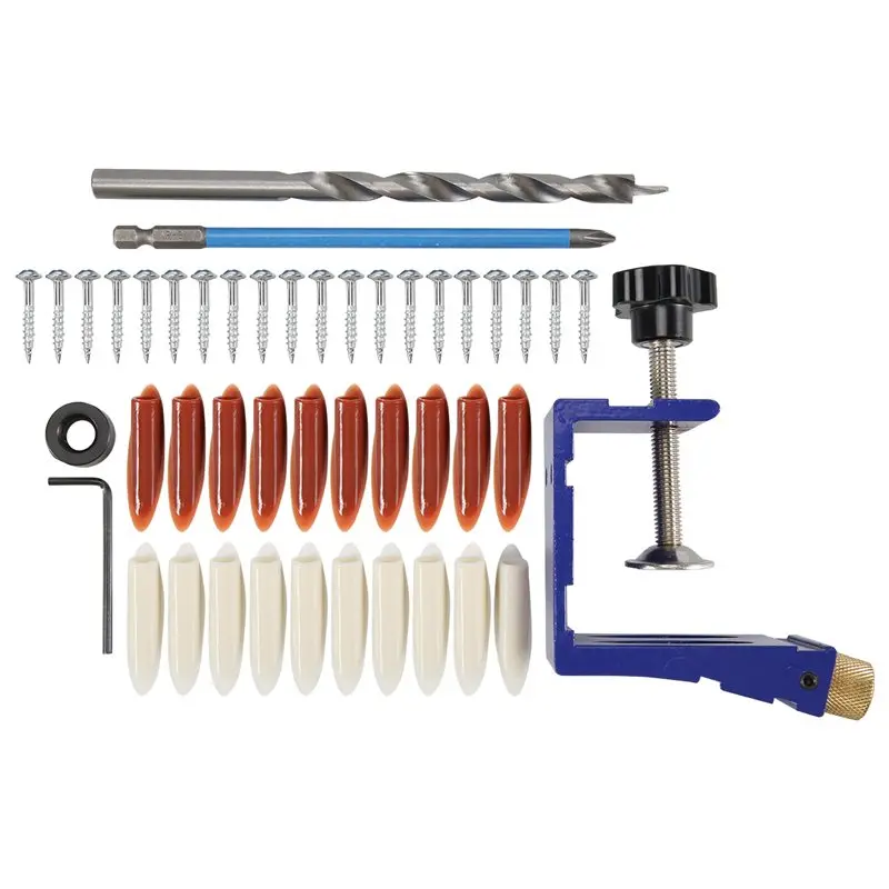 

LIKE WISH 1 Set Pocket Screw Jig Pocket Hole Drill Guide Jig Set For 15° Angled Holes, For Woodworking Angle Drilling Holes A