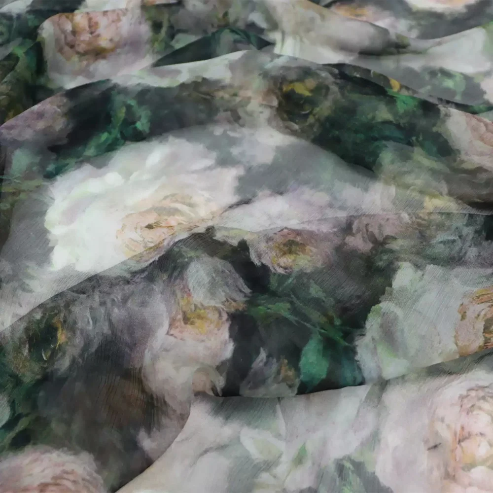 Nice Smooth Feeling Popular Elegant Style Floral Printing Design Silk Crepe Georgette Fabric for Lady Summer Dress Garment Gift
