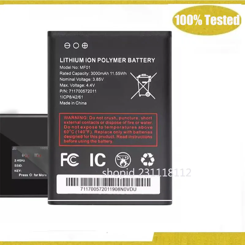 Original New For AT&T Turbo Hotspot 2 (CT2MHS01) MF01 1ICP8/42/61  3000mAh 3.85V  Replacement
