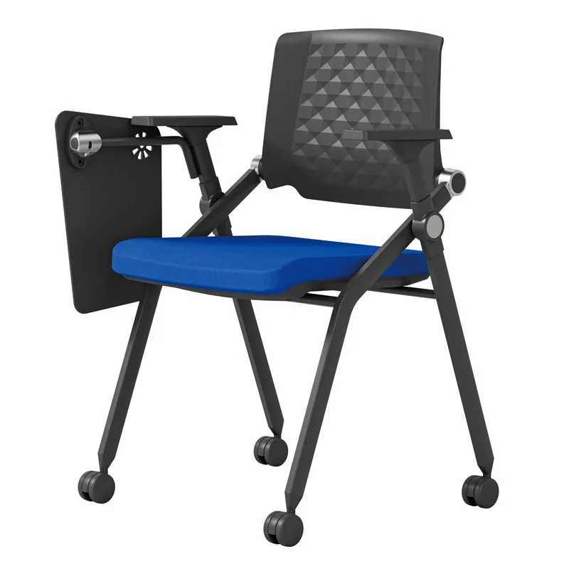 Folding Training Chair Conference Chair with Table Board Wheel Armrest