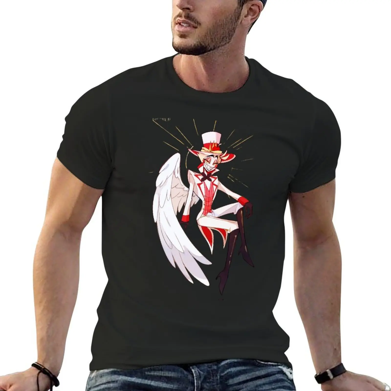 

Hazbin Lucifer T-Shirt vintage graphic tee customs tshirts for men