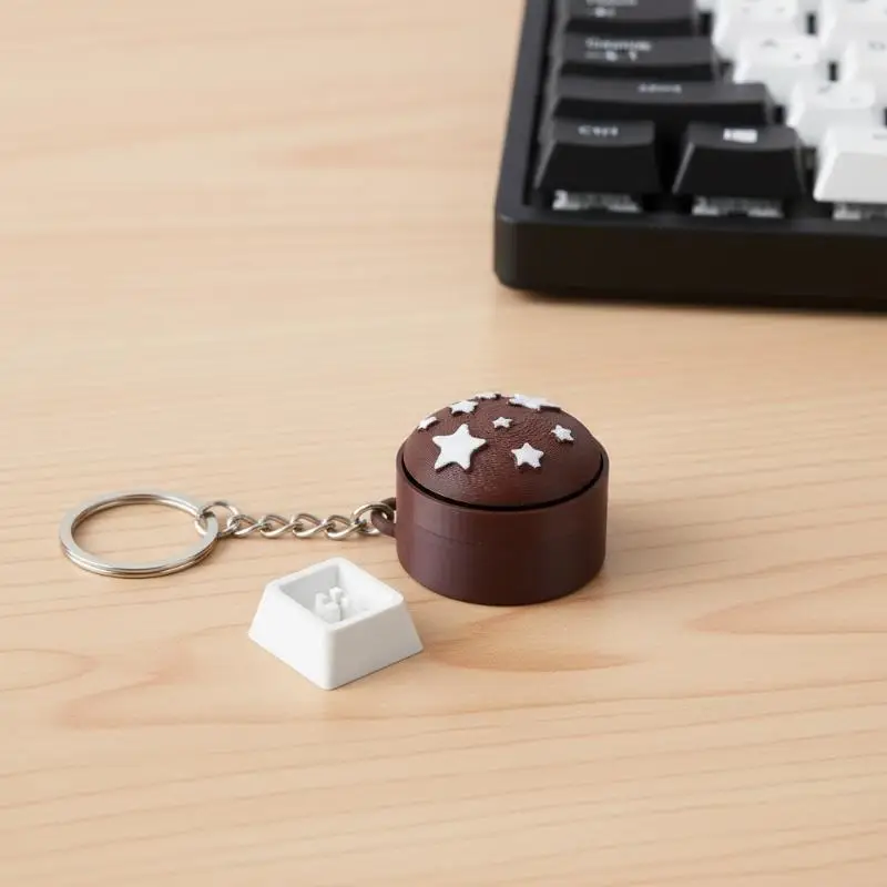 1Pcs 3D Simulated Chocolate Keyboard DIY Keychain Fidget Toy Stress Relief Sensory Clicker for Kids And Adults Push Sensory Toy