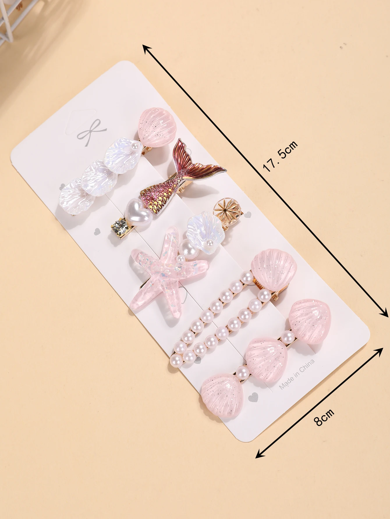 5-teiliges Set Blaue Haaraccessoires im Ozean-Stil - Meerjungfrauenschwanz, Muschel, Seestern und Perlen-Haarspangen - Niedliche Teenager-Seitenknoten-Accessoires – Detail 15