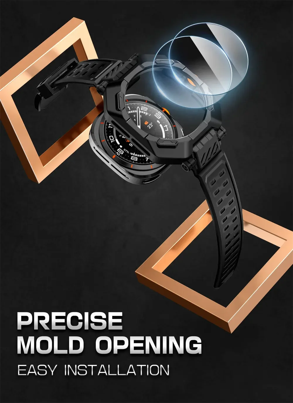 Supcase For Samsung Galaxy Watch Ultra Case 47mm ub pro robuste Schutzhülle mit verstellbarem Armband mit Displays chutz folie – Detail 11