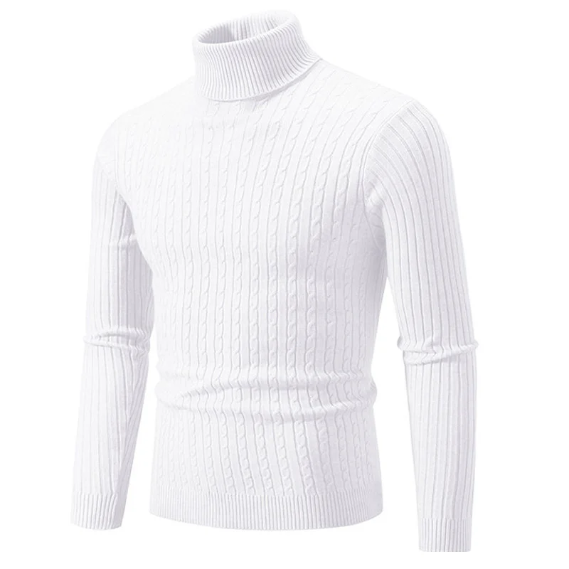 Winter High Neck Dicke Warme Pullover Männer Rollkragen Marke Herren Pullover Slim Fit Pullover Männer Strickwaren Männlichen Doppel Kragen – Detail 8
