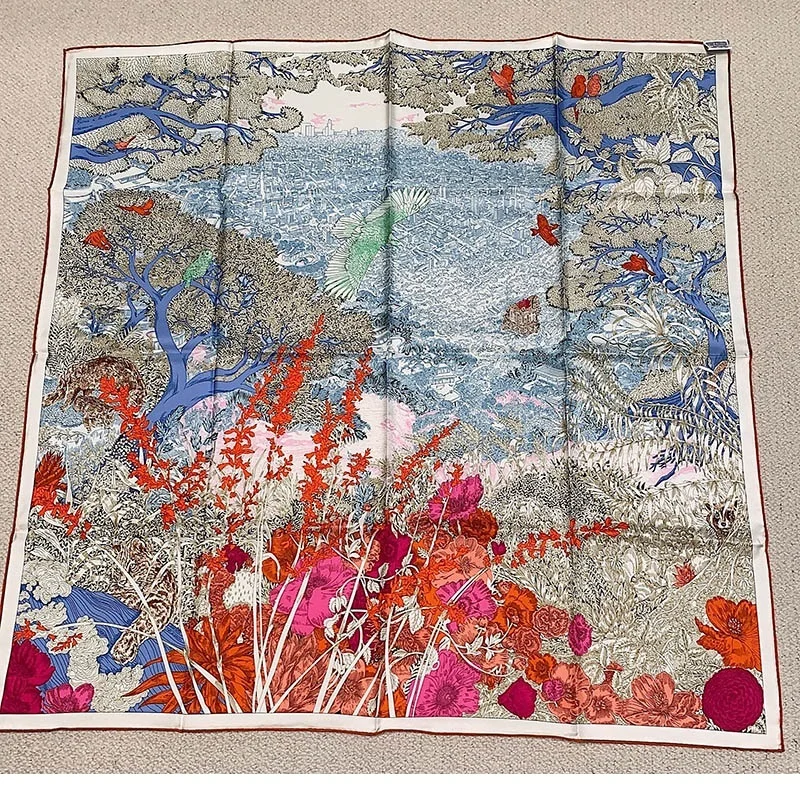 Large Square 100% Real Silk Scarf Neckerchief 90 Silk Scarves Wraps Foulard