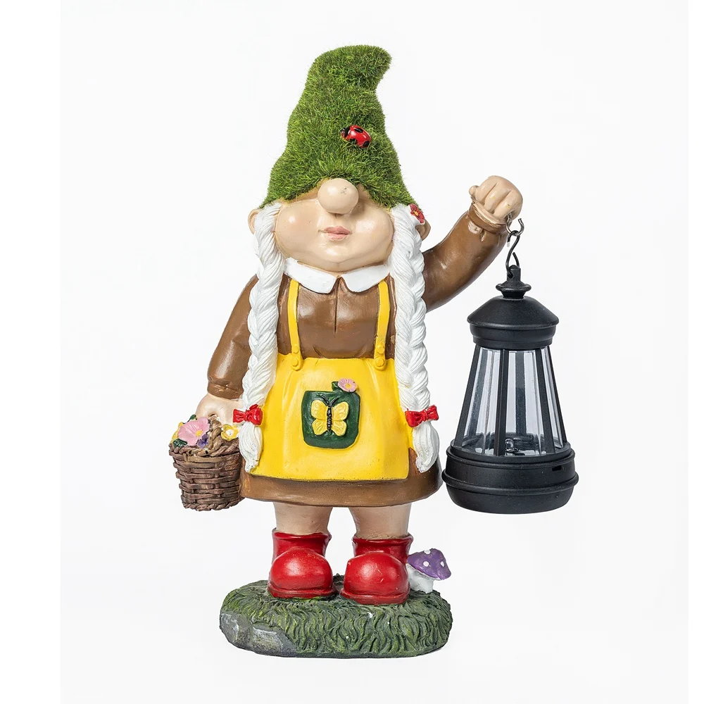 

Garden Elf Dwarf Goblin Ornament Solar Light Lantern Dwarf Resin ornament creative Desktop Decoration Figurines Statues Decor