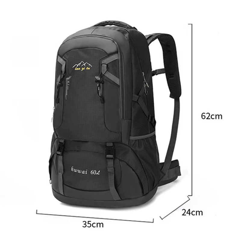 Women Men Waterproof Nylon Travel Bag 60L Large Capacity Backpack Outdoor Mountaineering Bag Leisure Sports Tourism Luggage Bags