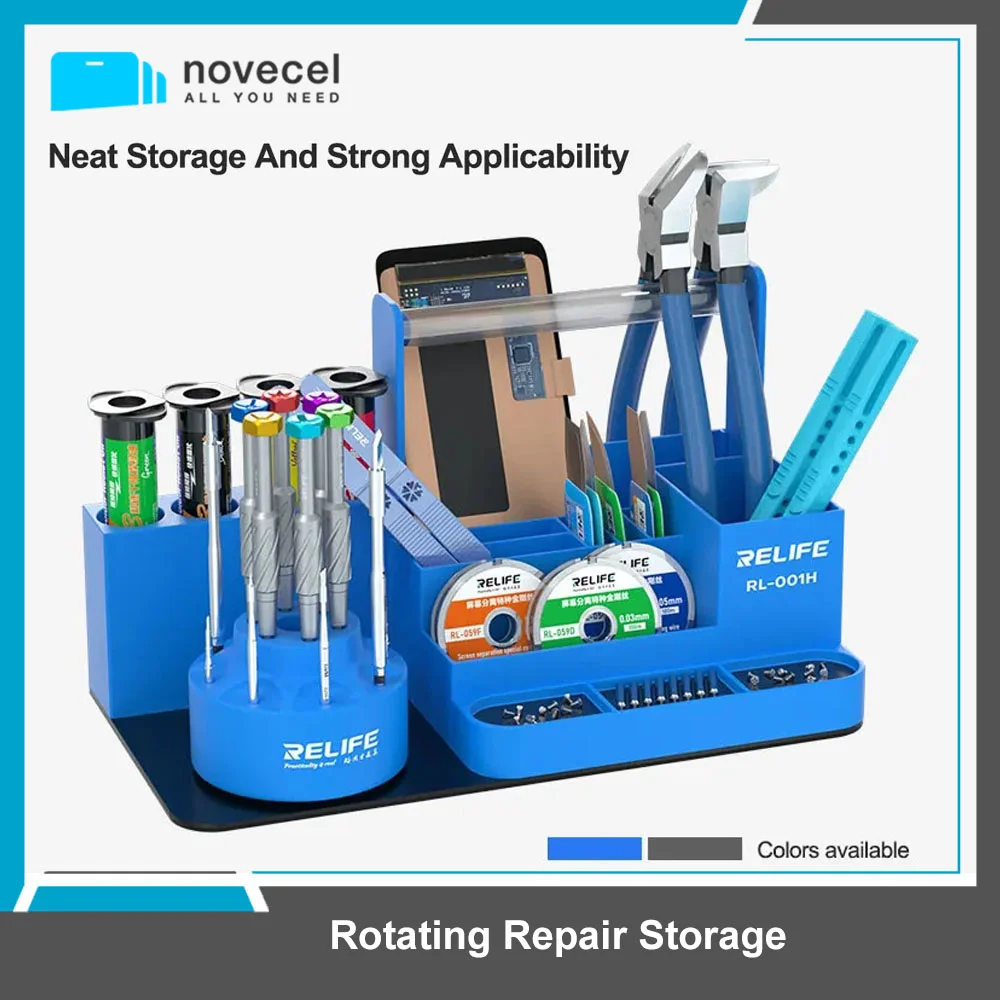 RELIFE RL-001H 360° Rotating Intelligent Repair Storage Rack Screwdriver Tweezer Tool Classified Storage Organizing Holder