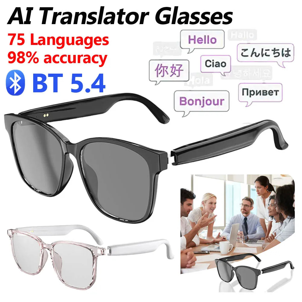 

Smart Glasses AI Intelligent Translation Wireless Bluetooth Glasses Auto Voice Translation Audio Glasses Support 75 Languages