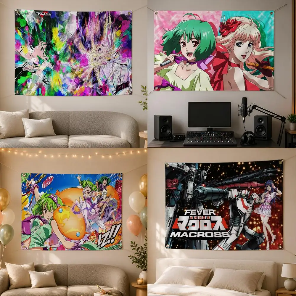 Anime Macross Mecha Space Romance Flags Wall Hanging Flag Banner for Bedroom Dorm Party Festival Camping Indoor Outdoor Decor