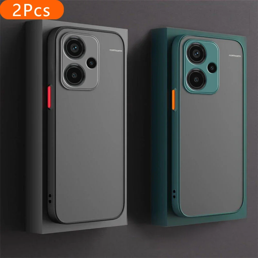

2Pcs Shockproof Armor Matte Case For Xiaomi Redmi Note 13 Pro+ 5G Soft TPU Bumper Clear Hard PC Cover Capas Redmy Note13 Pro Plu
