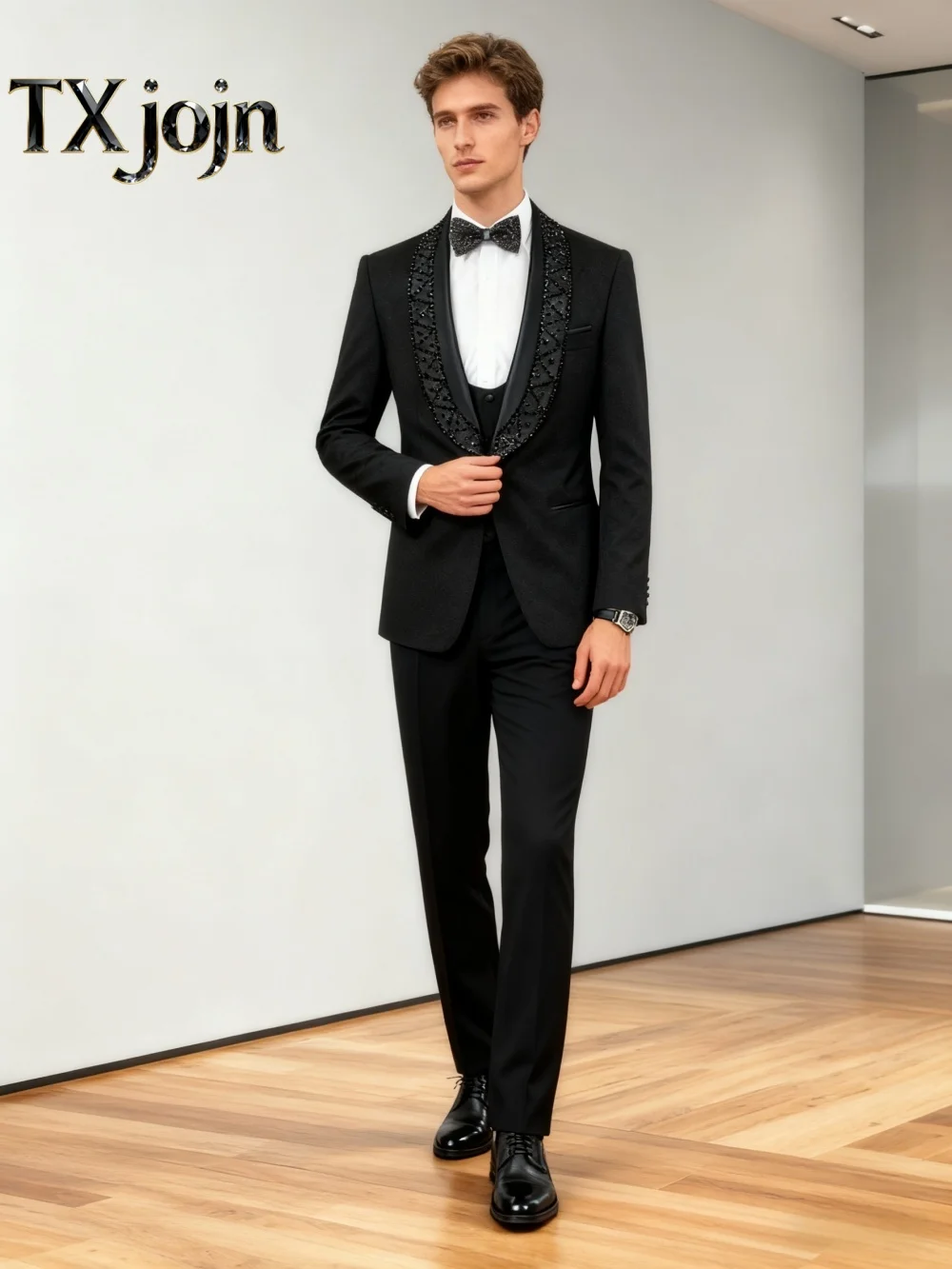 عالية الجودة مطرز تويد واحدة الصدر الرجال 2 قطعة سترة متطورة دعوى حفلة رسمية حفلة موسيقية مجموعة الزفاف لزفاف العريس #1