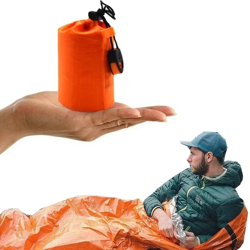 Outdoor Emergency Blanket Survival Sleeping Bag First Aid  Rescue Kit Camping Hiking Windproof Waterproof Thermal