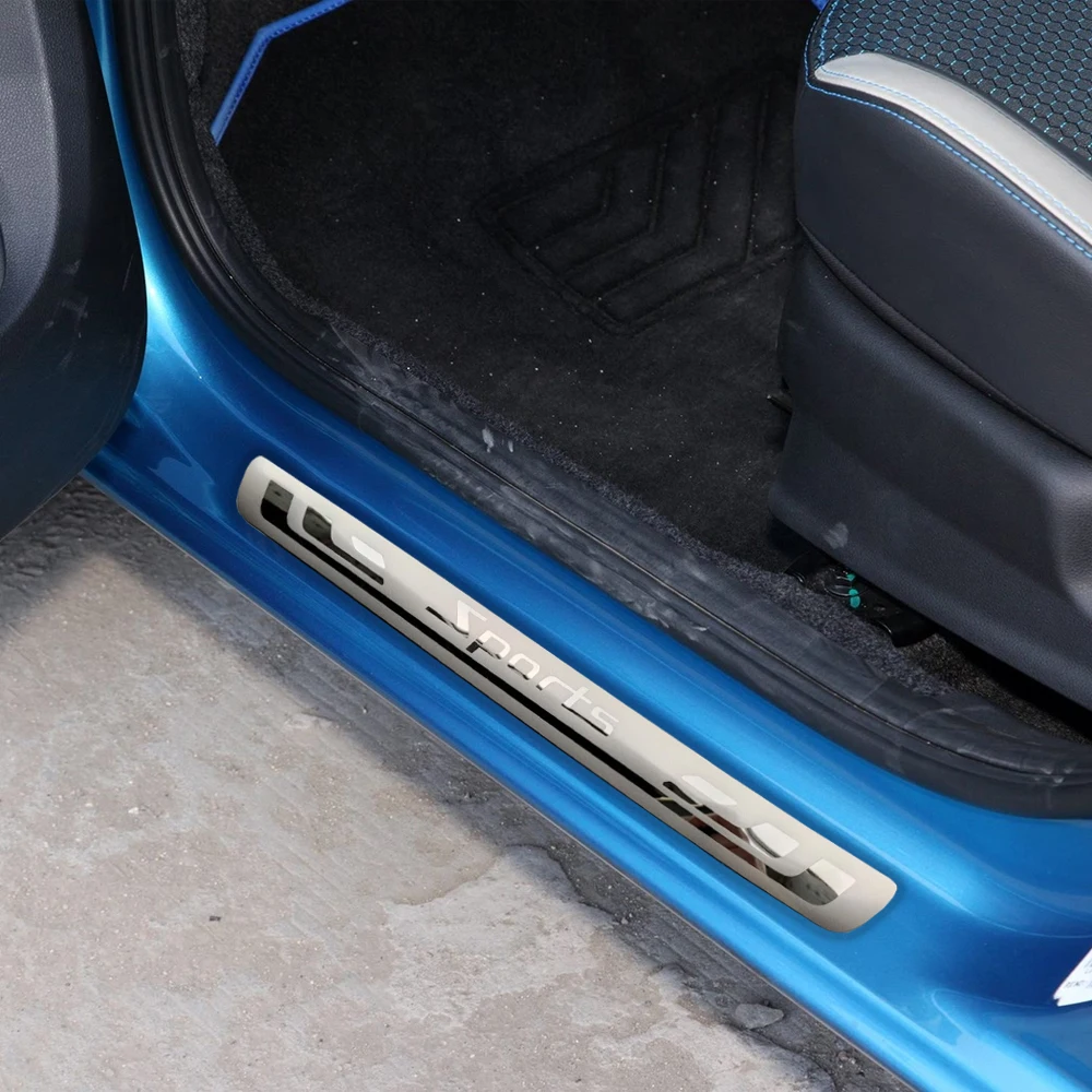 Para Renault Kwid, umbral de puerta de coche, placa de desgaste, embellecedor de Pedal, piezas de automóvil, pegatinas de protección de umbral, accesorios 2019 2020 2021 2023