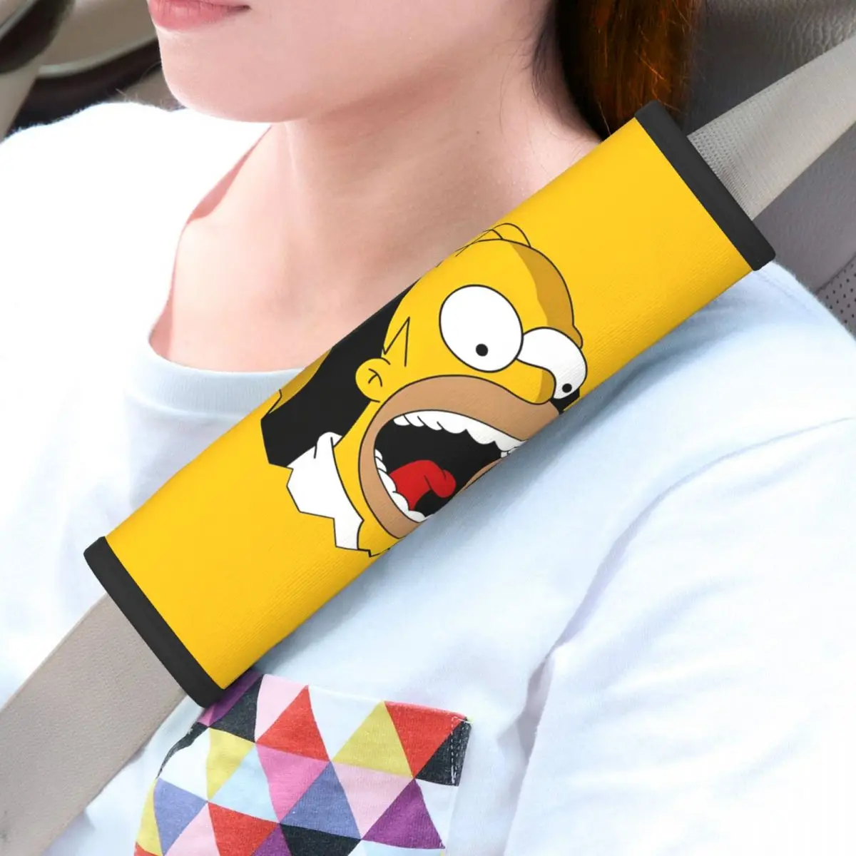 

Custom The Simpsons Cartoon Car Seat Belt Pads 2 Pack Adjustable Seatbelt Shoulder Strap Covers