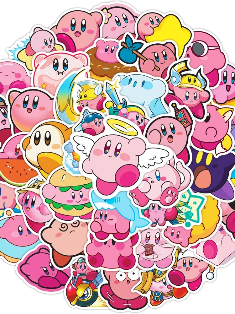 50 Stück Kawaii Kirby-Aufkleber, klassisches Spielzeug, zum Basteln, für Handy, Gepäck, Gitarre, Auto, Cartoon-Graffiti-Aufkleber, Kindergeschenk