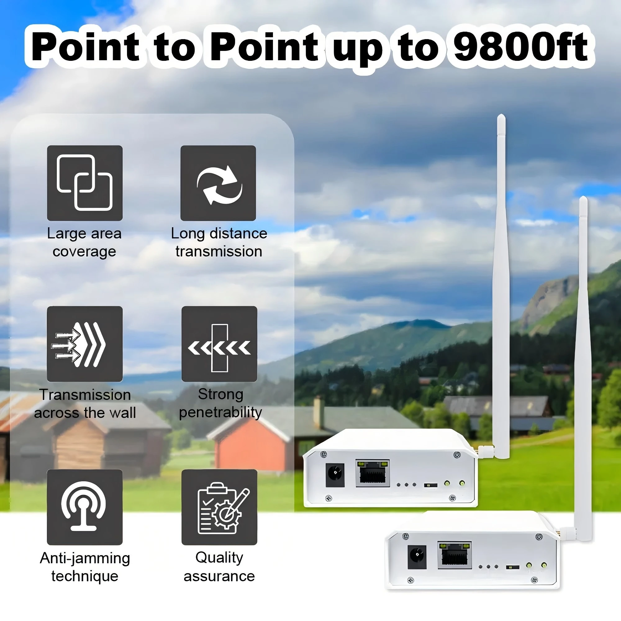 Anjielo New Wifi Halow Wireless Bridge Enhanced Version for 3km Long Distance Transmission Faster Speed and Stronger Penetration