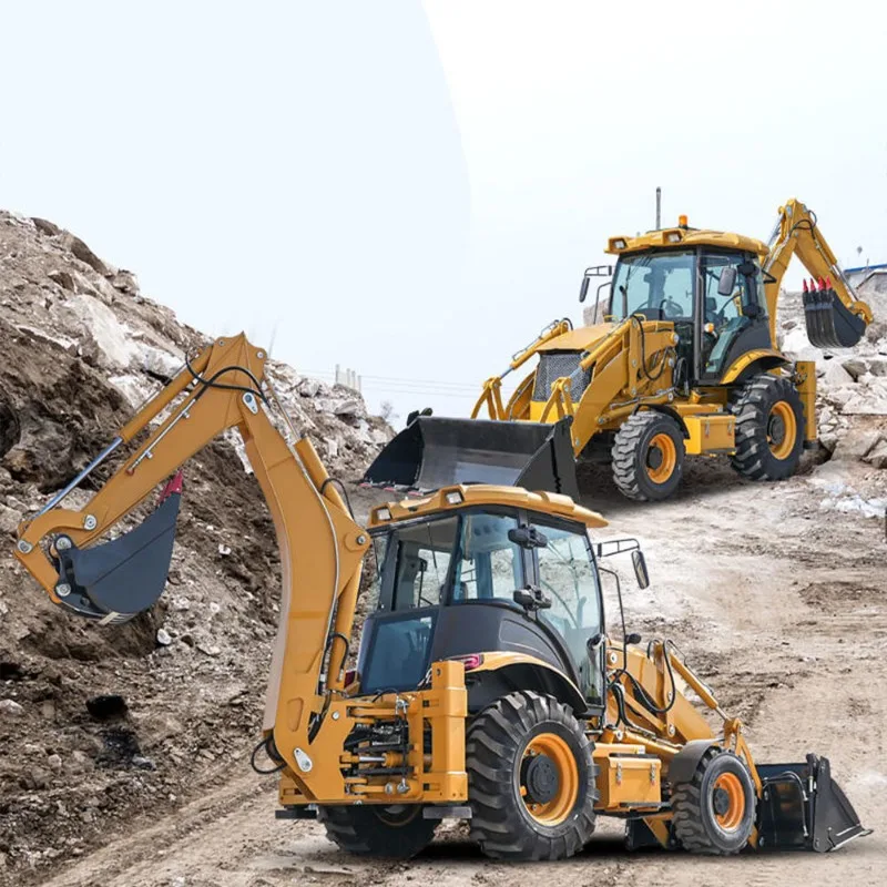 4x4 Backhoe Loader Digger Tractor Machine 7.6 Ton with Front Bucket Rear Digger for Heavy Construction Project Work