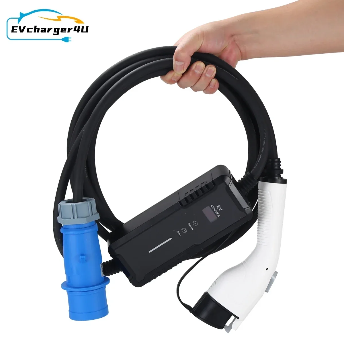 EVcharger4U Type1 Caricatore EV portatile CEE 7KW EVSE Scatola di ricarica 6A/8A/10A/13A/16A/20A/24A/32A regolabile per auto EV US/KR/JP