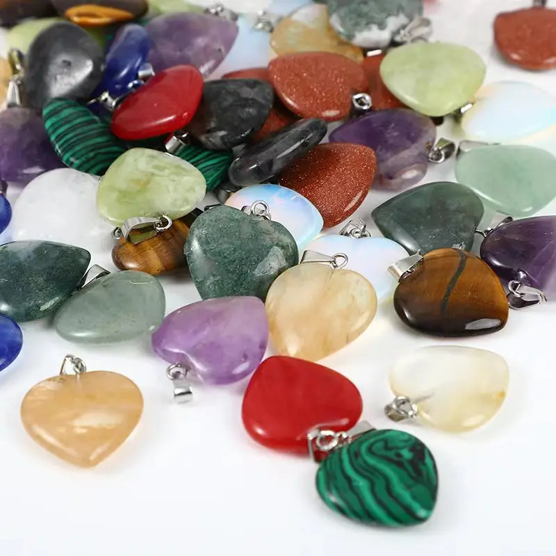 

10 шт./лот кристалл агата драгоценный камень 2 см кулон в форме сердца натуральный камень для ожерелья «сделай сам»