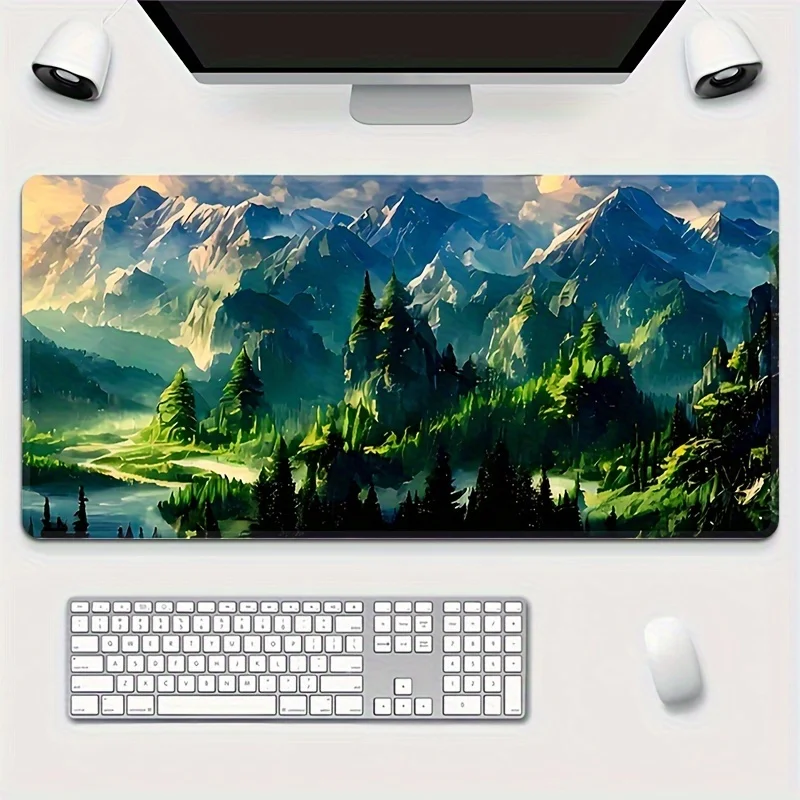 Rectangular Mouse Pad, Landscape Design, Durable Natural Rubber Material, Non-slip, Suitable for Office Computers and Laptops