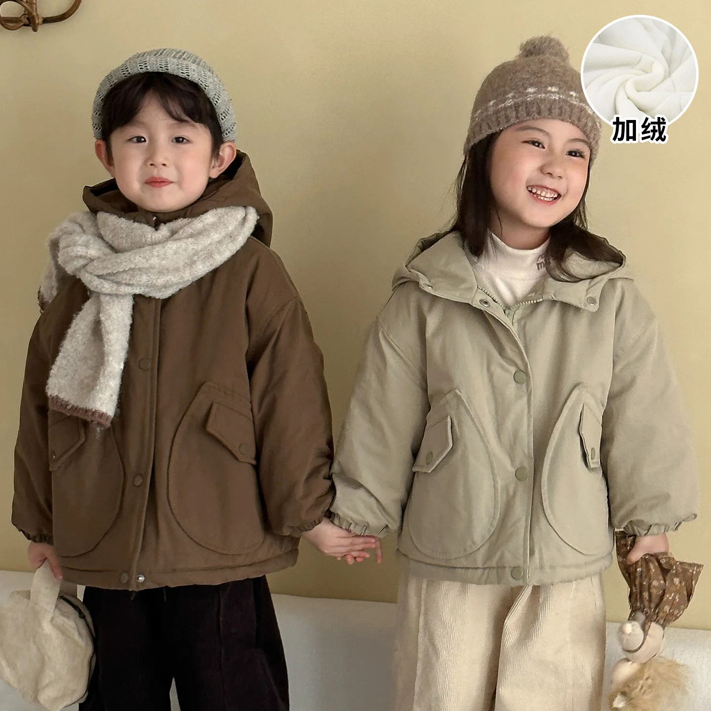 

2025 New Winter Clothes Kids Cotton Coat Girls Warm Boys Cotton Clothes Baby Thickened Cotton Coat Boutique Clothing SimpleStyle