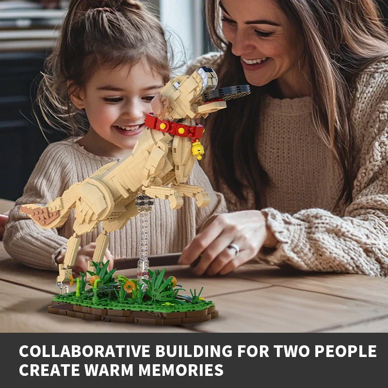 Juego de bloques de construcción de Labrador Retriever, 1257 Uds., modelo Animal creativo, decoración de escritorio, juguetes Diy para niños, regalos de vacaciones