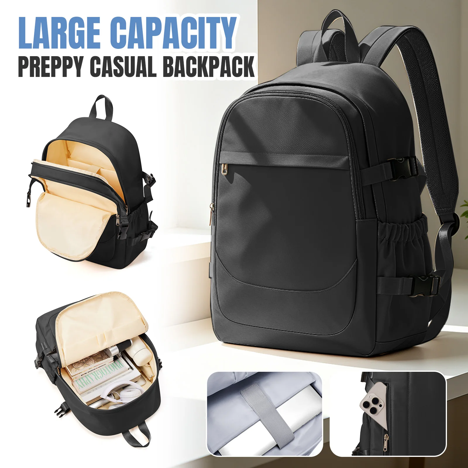 Back-To-School Essential School Backpack Large Capacity Multi-Compartment Anti-Theft Travel Backpack, School Bag for Girls Boys