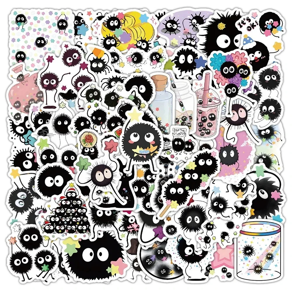 50PCS Soot Sprites adesivi simpatico elfo cartone animato adesivo decorazione fai da te bagagli laptop telefono chitarra auto bici adesivo giocattoli per bambini regali