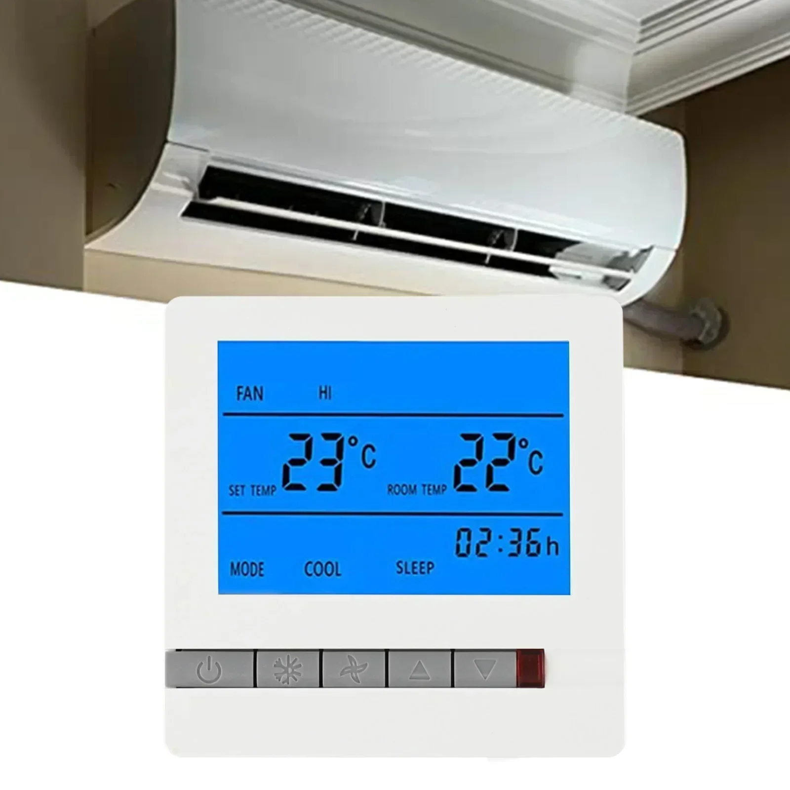 Intelligent Air Conditioner Thermostat with Large LCD Display and High Accuracy Temperature Control for Home Use