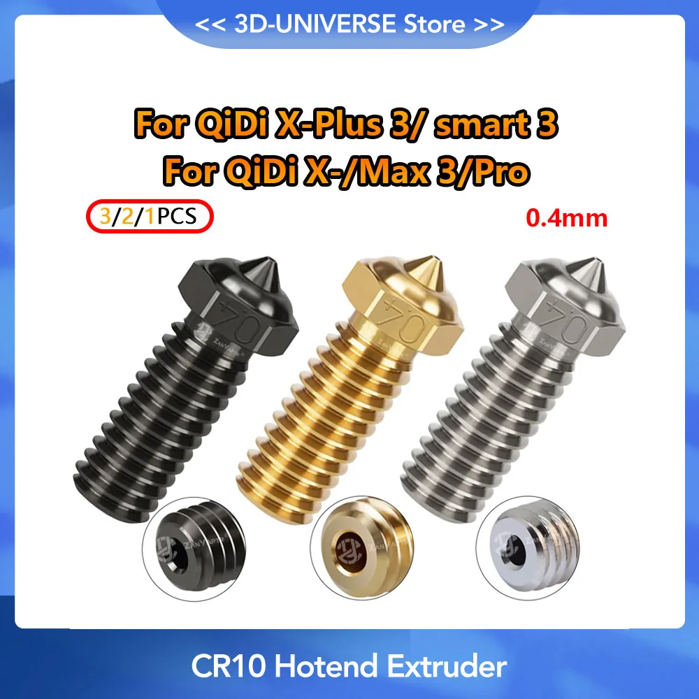 Nozzle For Qidi Q1 pro / X PLUS 3/ X MAX 3/X SMART 3 Plated Copper Clone Nozzle Brass Hardened Steel Nozzle