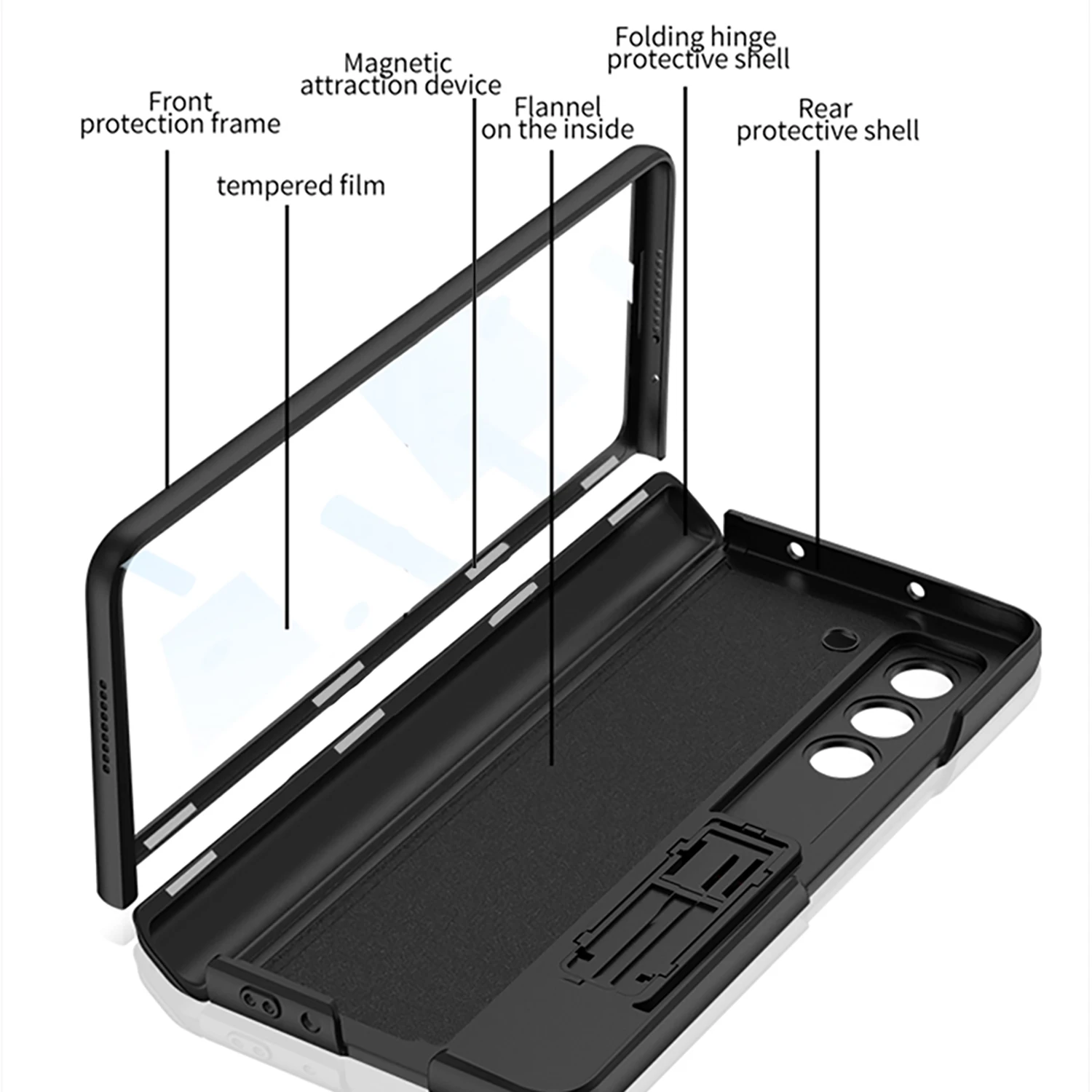 360 Degree Full Body Protection Case For Samsung Galaxy Z Fold 5 5G With Glass Screen Protector Kickstand Functions