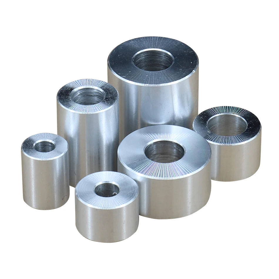 เส้นผ่านศูนย์กลาง 28 มม.M10 M12 M14 M16 อลูมิเนียม BUSHING ปะเก็นเครื่องซักผ้ารอบ Hollow ไม่มีด้าย STANDOFF spacer ความหนา 2/3/4/5/6/10/50 มม.
